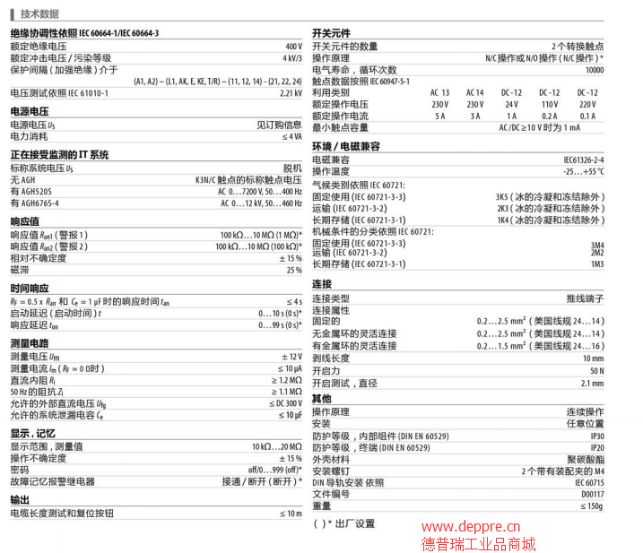 绝缘监视仪IR420-D6参数