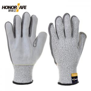 HONORSAFEPE-112 牛二层皮防切割防刺穿劳保手套 8码 1副