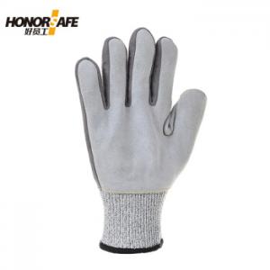HONORSAFEPE-112 牛二层皮防切割防刺穿劳保手套 8码 1副