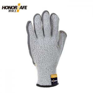 HONORSAFEPE-112 牛二层皮防切割防刺穿劳保手套 8码 1副