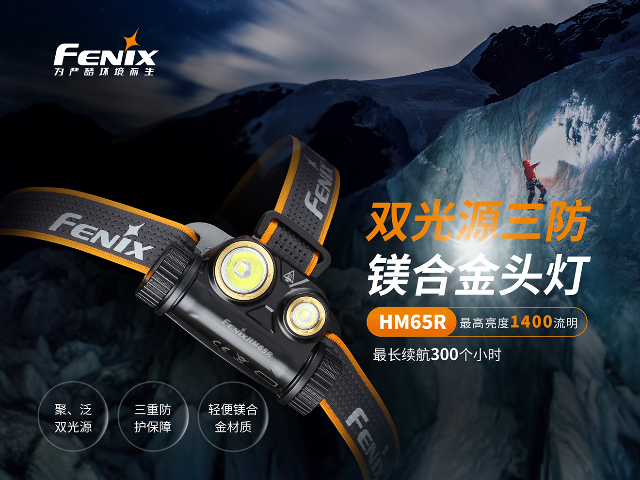 Fenix HM65R  双光源镁合金头灯