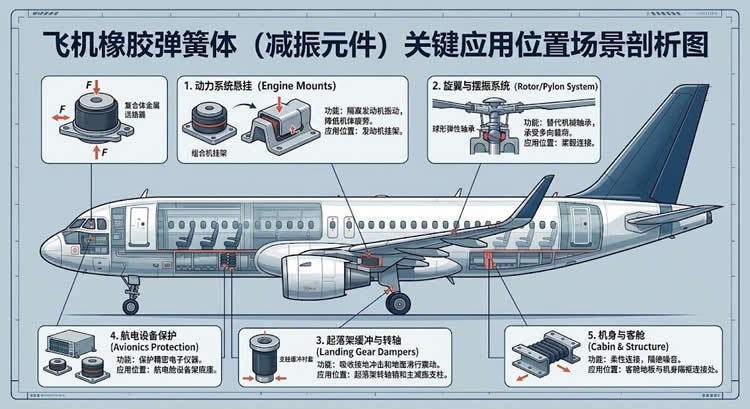 橡胶弹簧减振元件在航空飞行器中的深度应用解析